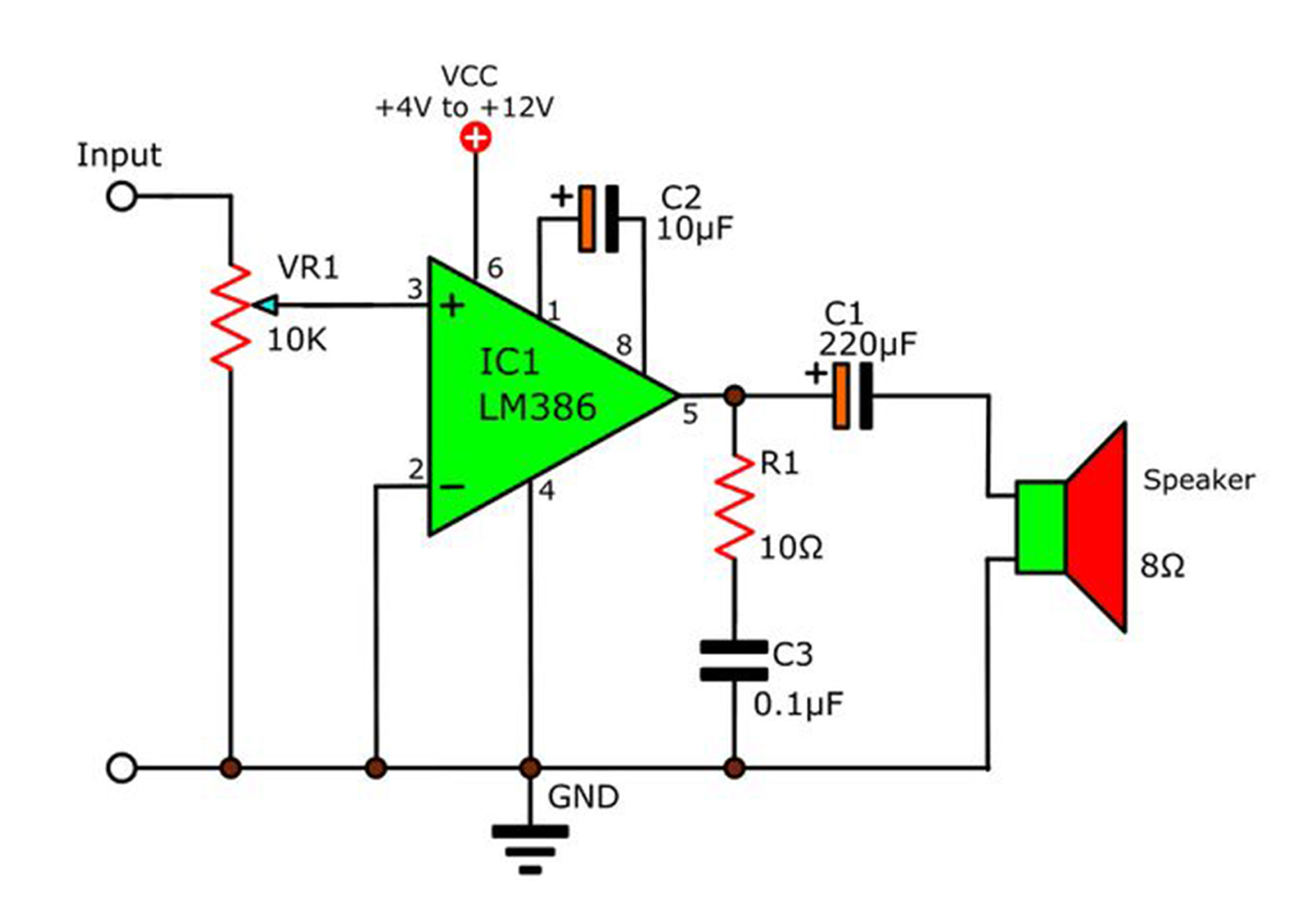 X200 amplifier circuit using LM386